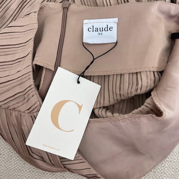 Claude Pleated Ona Top Brown Halter Size XS - Picture 7 of 8